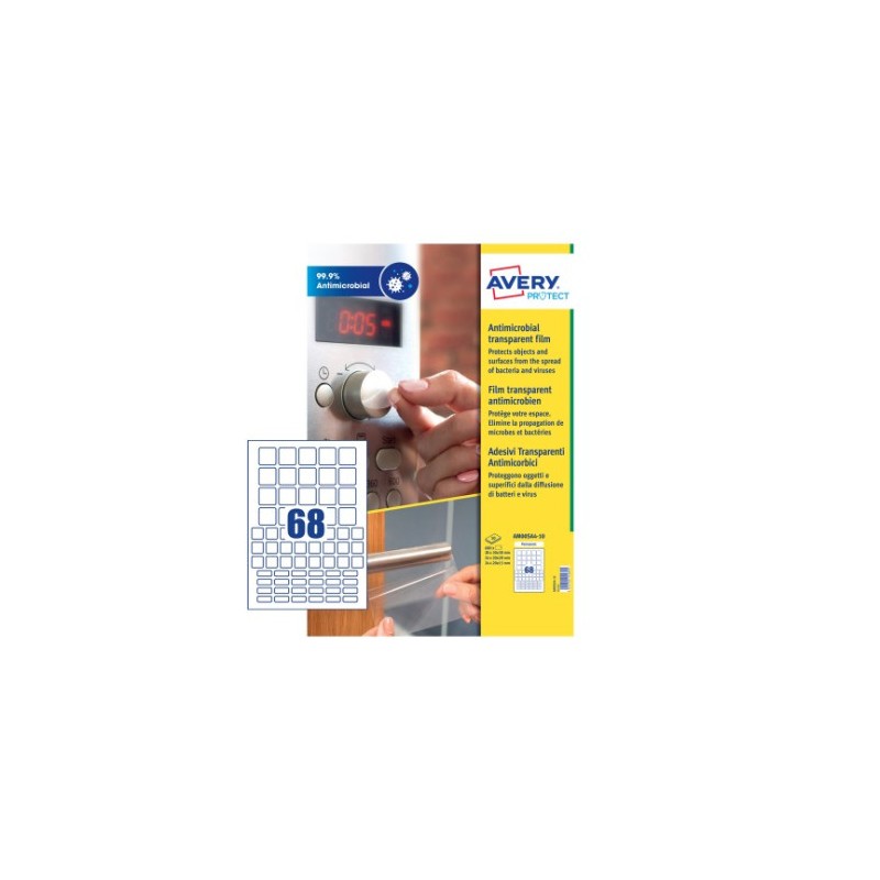 Avery AM00SA4 etiqueta autoadhesiva Plaza Permanente Transparente 680 pieza(s)