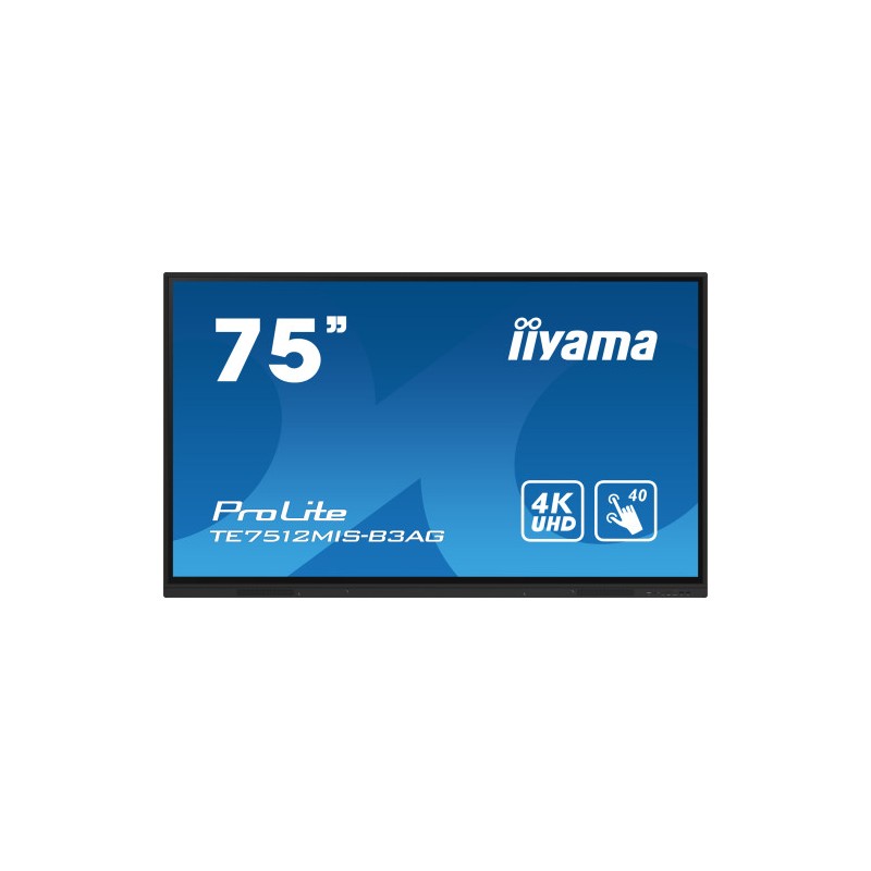 iiyama TE7512MIS-B3AG pantalla de señalización Diseño de quiosco 190,5 cm (75") LCD Wifi 400 cd / m² 4K Ultra HD Negro Pantalla 