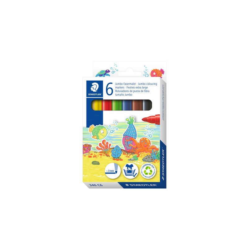 ESTUCHE DE CARTÓN 6 ROTULADORES GRUESOS NORIS 340 COLORES SURTIDOS STAEDTLER 340 C6