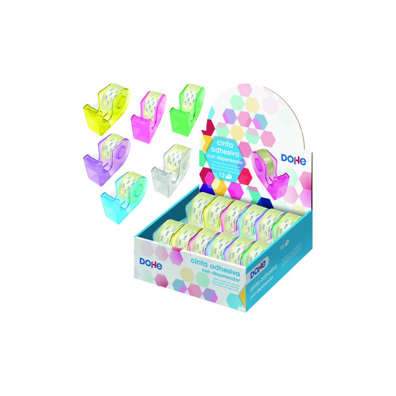 EXPOSITOR DE 12 DISPENSADORES DE CINTA ADHESIVA - COLORES SURTIDOS DOHE 50987