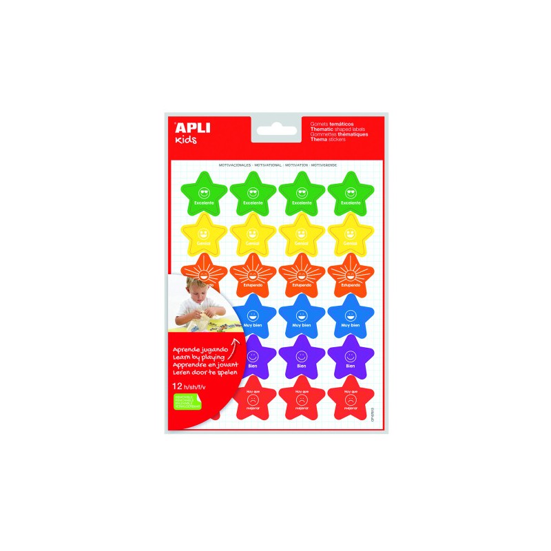 BOLSA GOMETS - PEGATINAS TEMÁTICAS REMOVIBLES CON FRASES MOTIVACIONALES - 288 GOMETS, 12 HOJAS APLI 19224