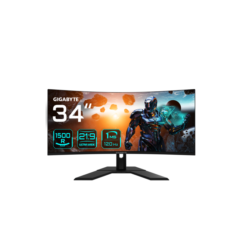 GIGABYTE GS34WQC 34" Monitor de juegos curvo WQHD - 3440 x 1440 (WQHD), 300Hz, 1ms, 250 cd/m², FreeSync Premium, preparado para 