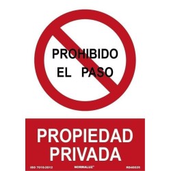 SEÑAL "PROHIBIDO EL PASO PROPIEDAD PRIVADA" 21X30CM PP ROJO Y BLANCO ARCHIVO 2000 6174-09 RJ