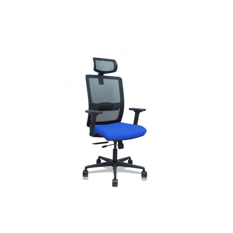 SILLA HACHES TRASLACK MALLA NEGRA ASIENTO BALI AZUL BRAZOS 2D RUEDAS 65MM CABECERO REGULABLE PIQUERAS Y CRESPO 395TKM840B229B2DB