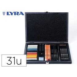 SET DIBUJO CAJA DE MADERA 31 UDS. LYRA L2054002