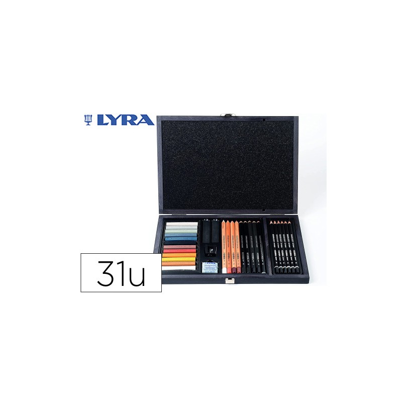 SET DIBUJO CAJA DE MADERA 31 UDS. LYRA L2054002