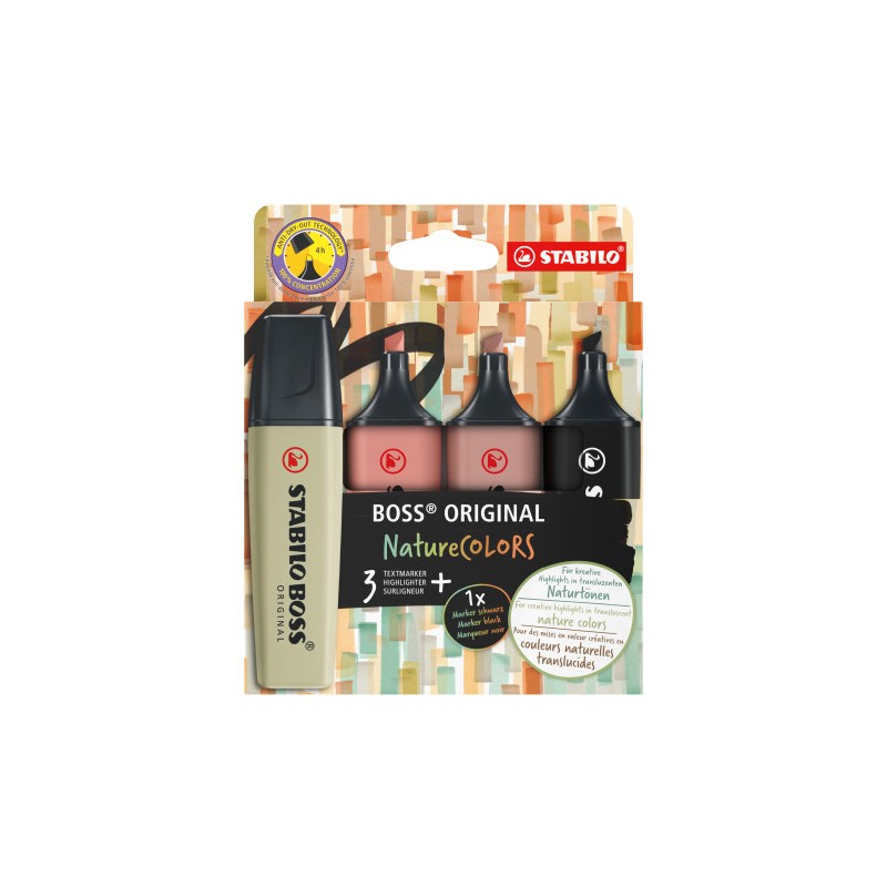STABILO BOSS ORIGINAL NatureColors marcador 4 pieza(s) Punta de cincel Negro, Bronce, Marrón, Verde