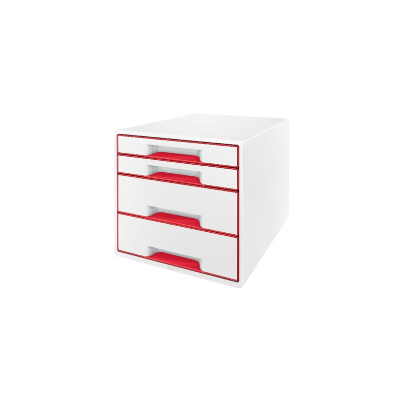 BUCS 4 CAJONES WOW DESK CUBE (2 GRANDES Y 2 PEQUEÑOS), ROJO /BLANCO LEITZ 52132026