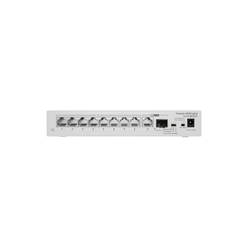 HUAWEI S110-8P2ST ( 8 10/100/1000 BASE-T PORTS POE+ 1GE SFP PORT, 1*10/100/ 100BASE T PORT, AC POWER, POWER ADAPTER)