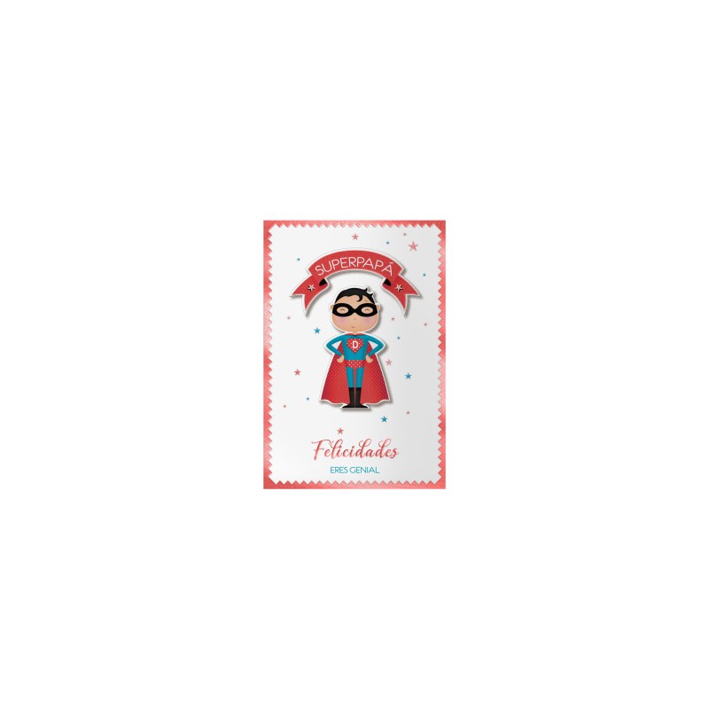 PACK 6 TARJETAS DE FELICITACIÓN PAPÁS - TAMAÑO 11,5 X 17 CM - MODELO SUPERDAD DOHE 70082