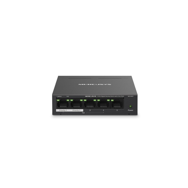 Mercusys MS105GP switch Gigabit Ethernet (10/100/1000) Energía sobre Ethernet (PoE) Negro