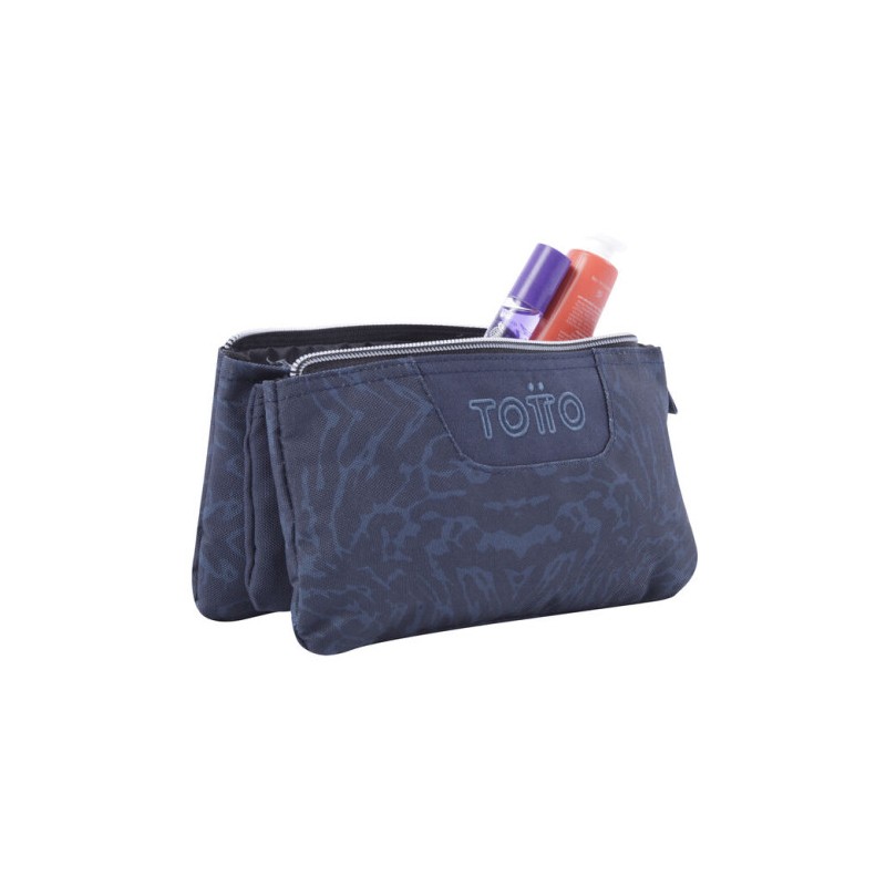 ESTUCHE ESCOLAR TRES COMPARTIMENTOS AZUL Y NEGRO GEOMETRIC - TABLERO TOTTO AC52ECO012-2210Z-3JG
