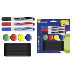 SET 3 ROTULADORES PIZARRA+4 IMANES+BORRADOR BISMARK 329311