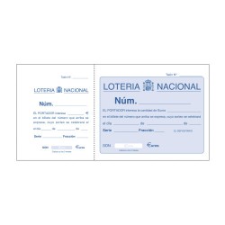 TALONARIO 100 HOJAS LOTERÍA 1/3 APAISADO SENCILLO DOHE 50015
