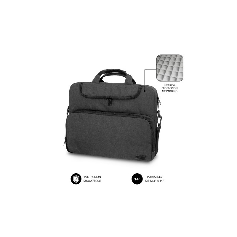 SUBBLIM Maletín Ordenador Air Padding Laptop bag 13,3-14" Gris Oscuro