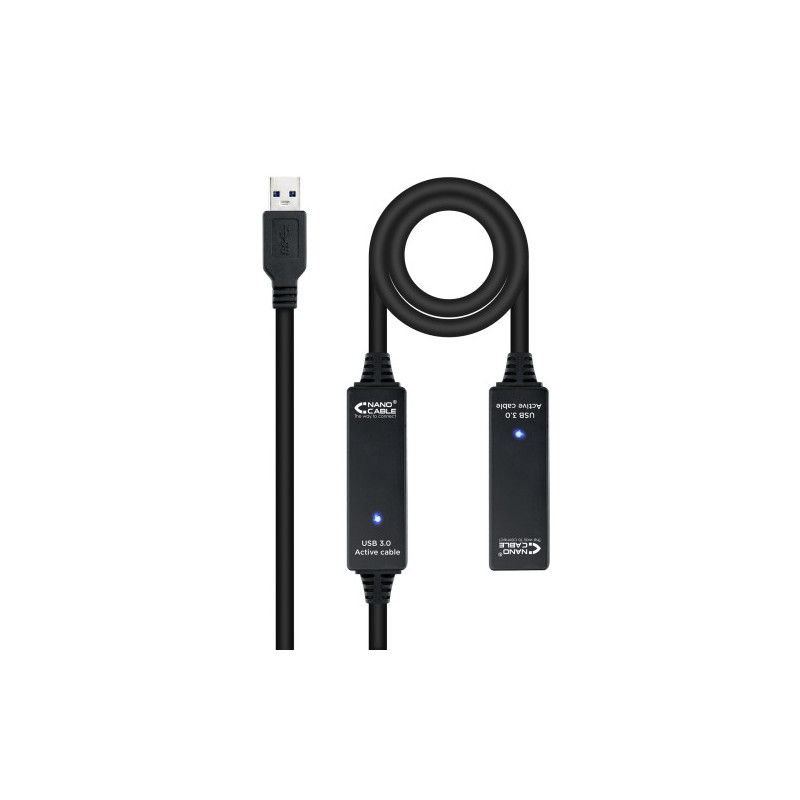 Nanocable Cable USB 3.0 prolongador con amplificador, tipo A/M-A/H, 15m