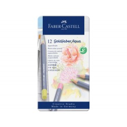 ESTUCHE METÁLICO CON 12 LÁPICES DE COLORES PASTEL ACUARELABLES GOLDFABER. FABER CASTELL 114622
