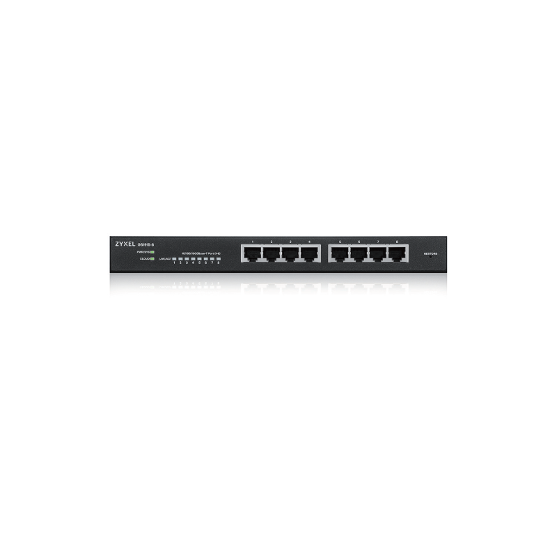 ZYXEL GS1915-8, 8-PORT GBE SMART HYBRID MODE SWITCH, STANDALONE OR NEBULAFLEX CLOUD, DESKTOP, FANLESS