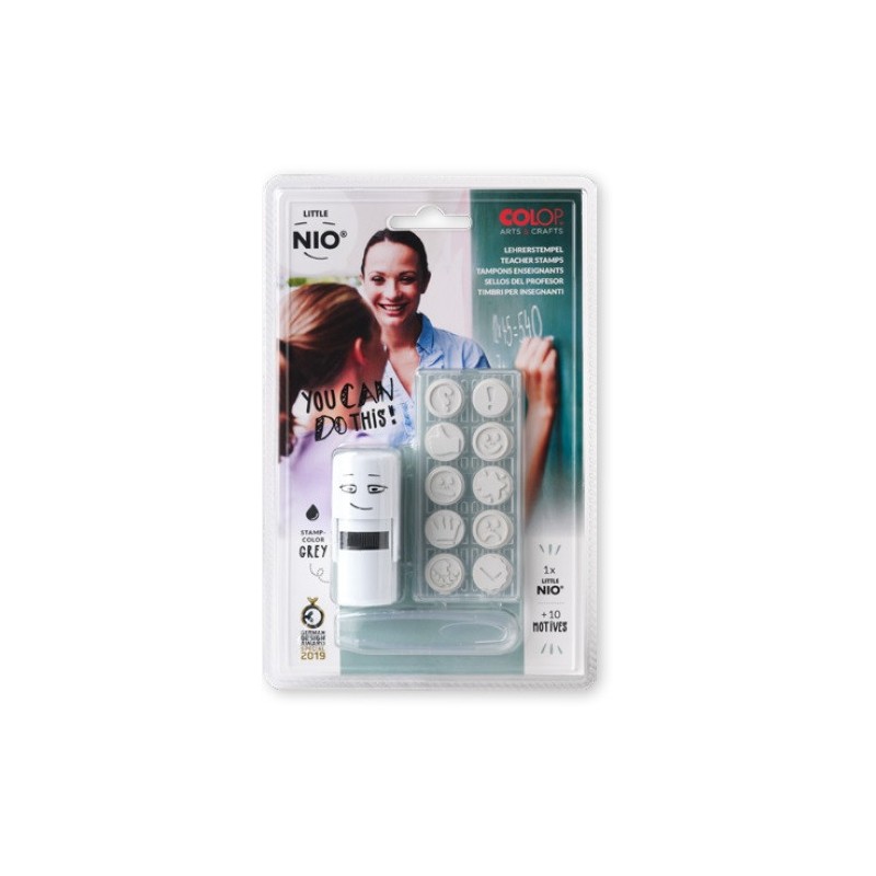 BLISTER IMPRENTILLA LITTLE NIO 10 PICTOS TEMÁTICA "PROFESORADO" COLOP NIL006