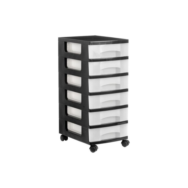 TORRE DE ALMACENAJE 6 CAJONES DE 6 LITROS NEGRO/TRANSLÚCIDO 390X290X685 MM ARCHIVO 2000 1106R CS TL