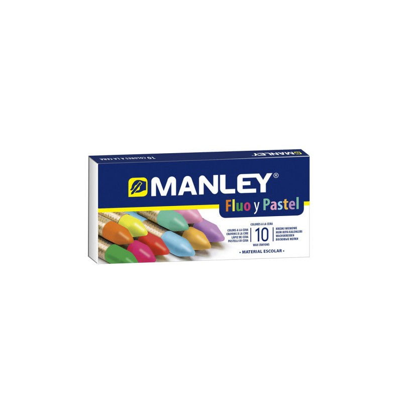 ESTUCHE 10 CERAS MANLEY (COLORES FLÚOR+PASTEL) ALPINO MNC00044