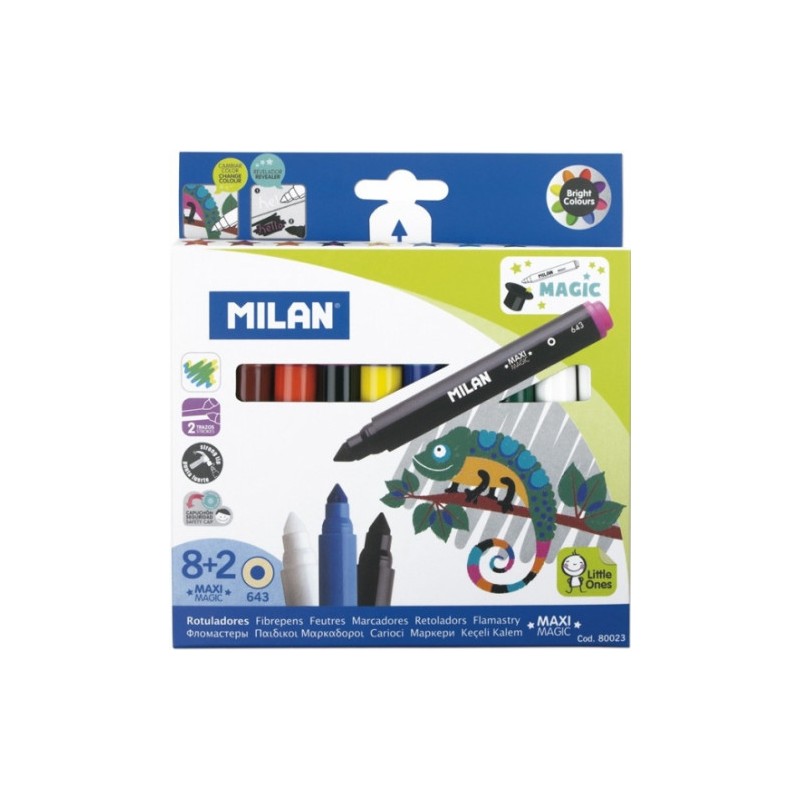 CAJA 8 ROTULADORES MAXI MAGIC + 2 ROTULADORES MÁGICOS MILAN 80023