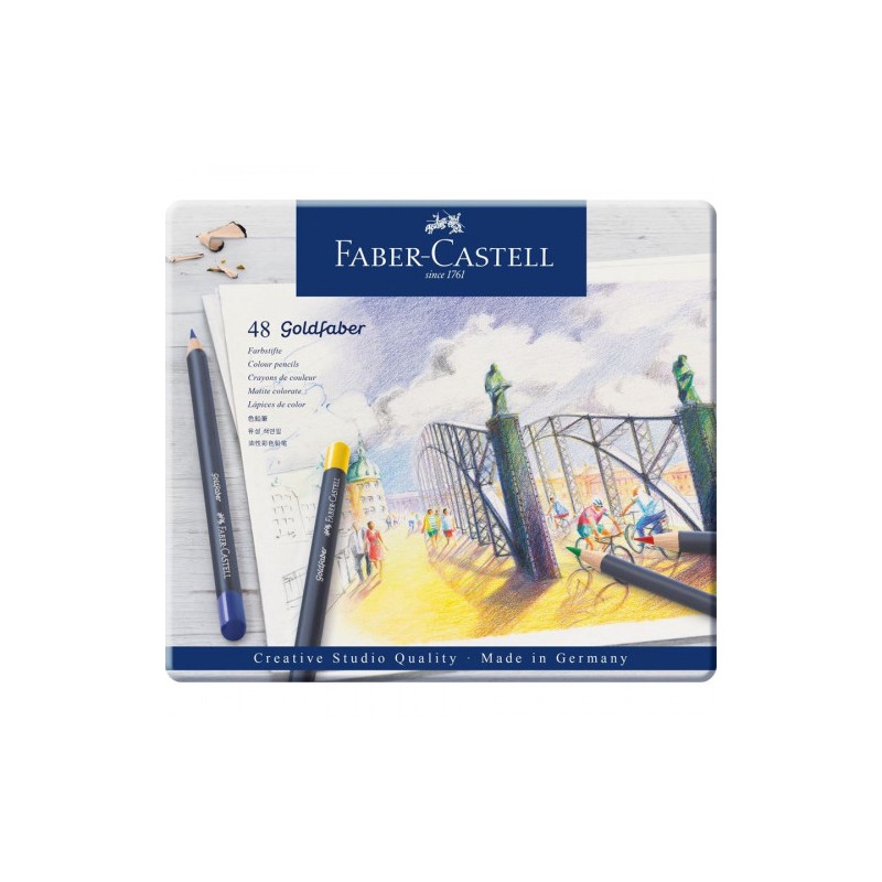 ESTUCHE DE METAL CON 48 LÁPICES DE COLORES GOLDFABER. FABER CASTELL 114748