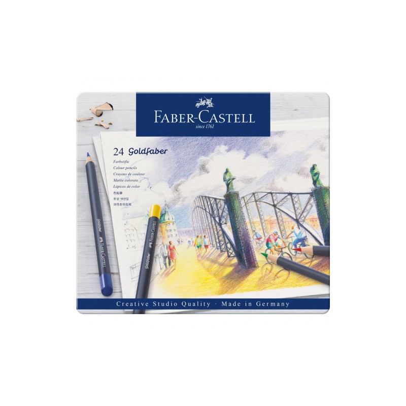 ESTUCHE DE METAL CON 24 LÁPICES DE COLORES GOLDFABER. FABER CASTELL 114724