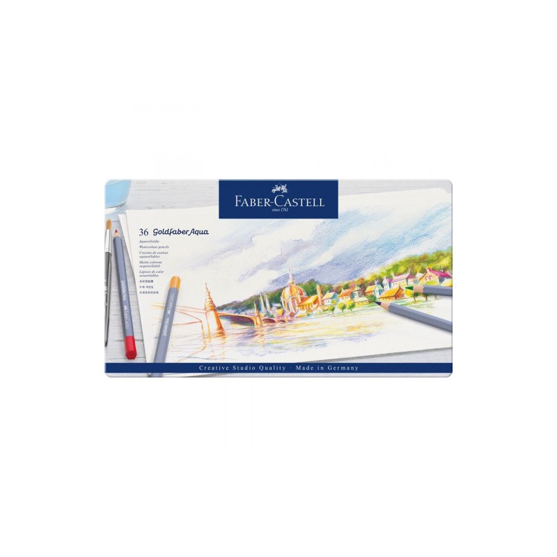 ESTUCHE DE METAL CON 36 LÁPICES DE COLORES ACUARELABLES GOLDFABER. FABER CASTELL 114636