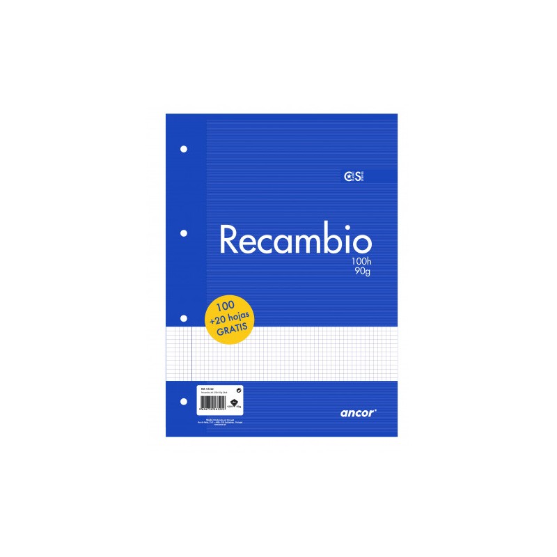 RECAMBIO A4 100+20 HOJAS 90G Q4X4 4 TALADROS ANCOR 061222