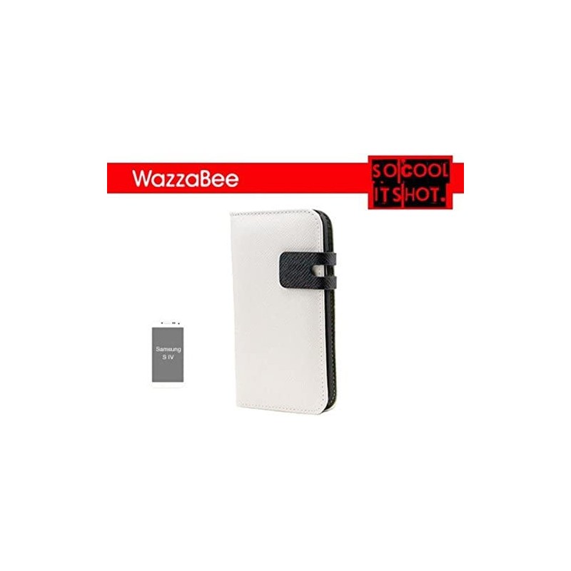 FUNDA WAZZABEE PARA SAMSUNG S IV POLIPIEL, MARCO INT. PLASTICO,CIERRE MAGNETICO,BLANCO (WB-S4-WP-WH)