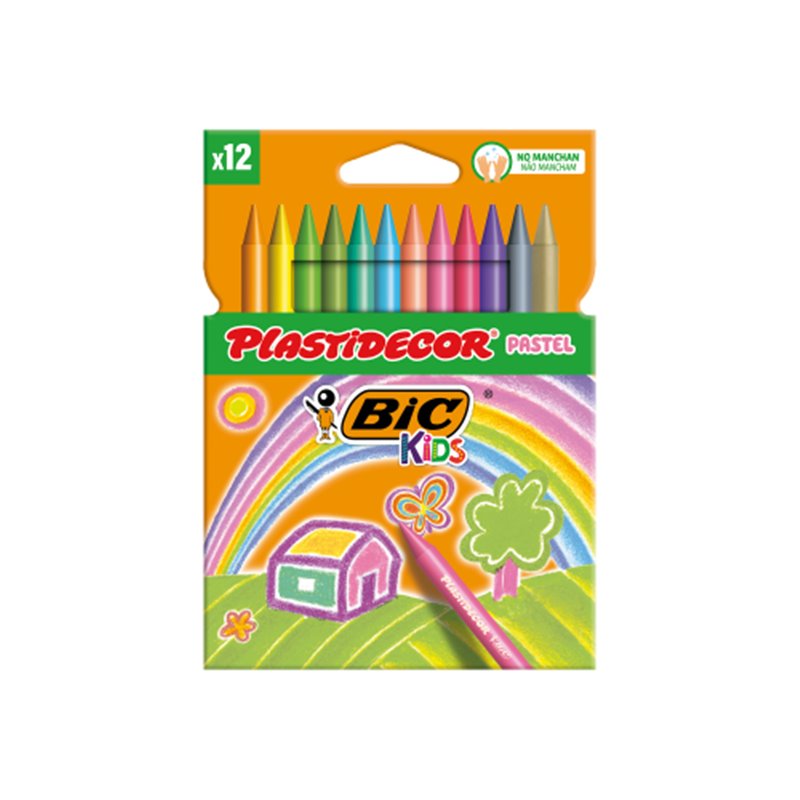 ESTUCHE 12 CERAS DE COLORES PASTEL PLASTIDECOR PASTEL BIC 9339613
