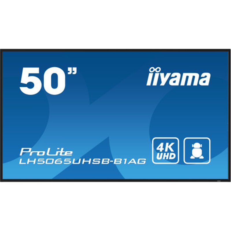 MONITOR IIYAMA 50" , UHD VA PANEL, HAZE 25%, 800CD/M, HORIZ Y VERT, SIGNAL FAILOVER, MM 2X 10W,  HDMI 2X, DP, USB 2.0 X2, WIFI, 