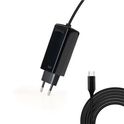 TooQ Cargador de portátil GAN USB-C PD 90W, Negro