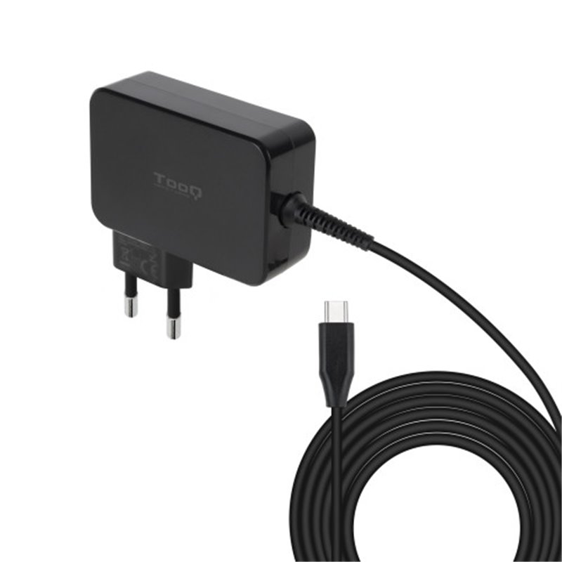 TooQ Cargador de portátil GAN USB-C PD 100W, Negro