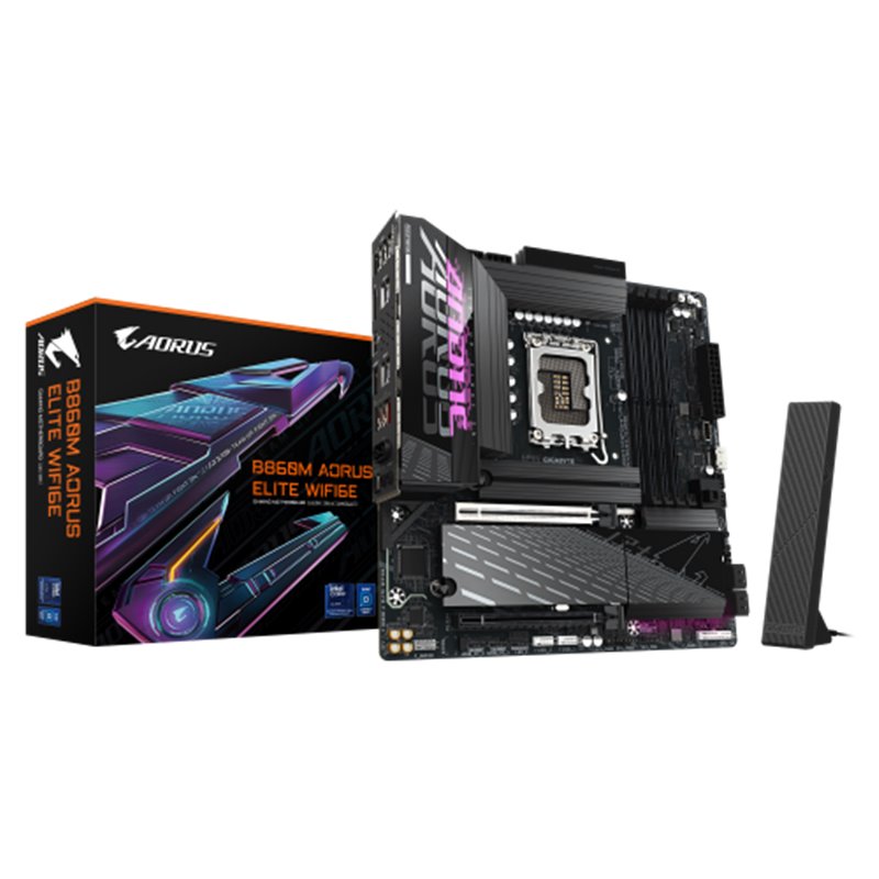 GIGABYTE B860M AORUS ELITE WIFI6E Placa base - CPUs Intel Core Ultra, VRM de 12+1+2+1 fases, hasta 9200MHz DDR5, 1xPCIe 5.0 + 2x