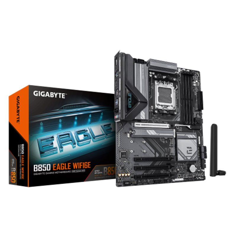 GIGABYTE B850 EAGLE WIFI6E Placa Base - Procesadores AMD Ryzen Serie 9000, VRM digital de 8+2+2 fases, hasta 8200MHz DDR5 (OC), 