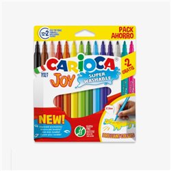 CAJA 12+2 ROTULADORES COLORES SURTIDOS JOY SUPERLAVABLE CARIOCA 40533