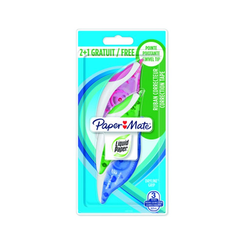 CORRECTOR DRYLINE GRIP BL 2+1 PAPER MATE 2027780