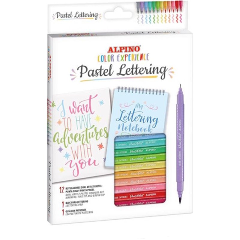ESTUCHE 12 ROTULADORES PASTEL LETTERING KIT ALPINO AR001093