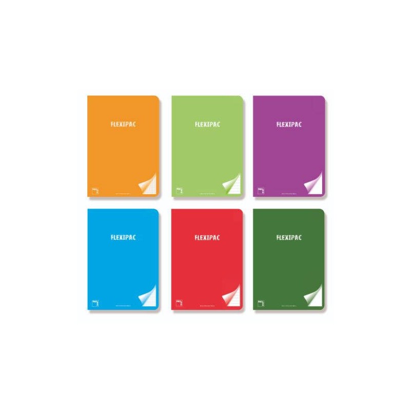 LIBRETA FLEXIPAC TAPA PLASTICO 90 GRS. A-5+ 48 HOJAS HORIZONTAL CON MARGEN SURTIDO PACSA 20048