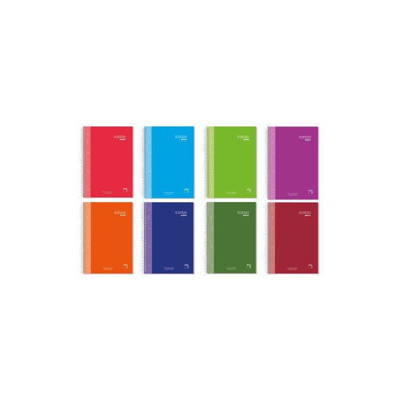 CUADERNO SERIE PREMIUM EXTRA TAPA EXTRA DURA 90 GRS. A-5 (148X210MM.) MICROPERFORADO 120 CUADRÍCULA 5X5 + GRECA SURTIDO PACSA 16