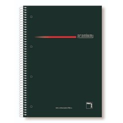 CUADERNO SERIE PREMIUM TAPA EXTRA DURA 70 GRS. A-4 (210X297MM.) MICROPERFORADO 160 HOJAS CUADRÍCULA 5X5 + GRECA NEGRO PACSA 1639