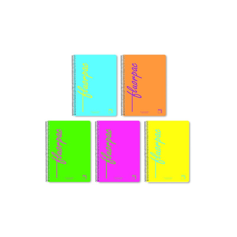 CUADERNO SERIE FLUORPAC TAPA POLIPROPILENO 90 GRS. FLUOR 4º (155X215MM.) 80 HOJAS CUADRÍCULA 4X4 CON MARGEN SURTIDO PACSA 16552