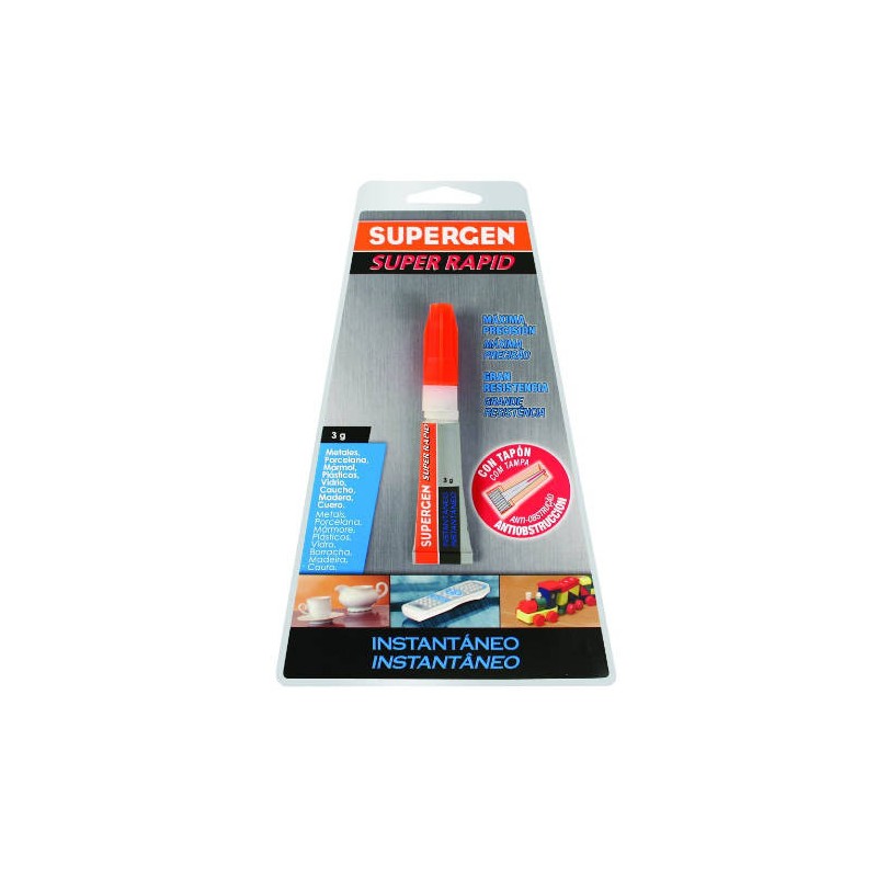 ADHESIVO INSTANTANEO SUPERRAPID TRANSPARENTE EN TUBO 3GR. SUPERGEN 62603-00000-00