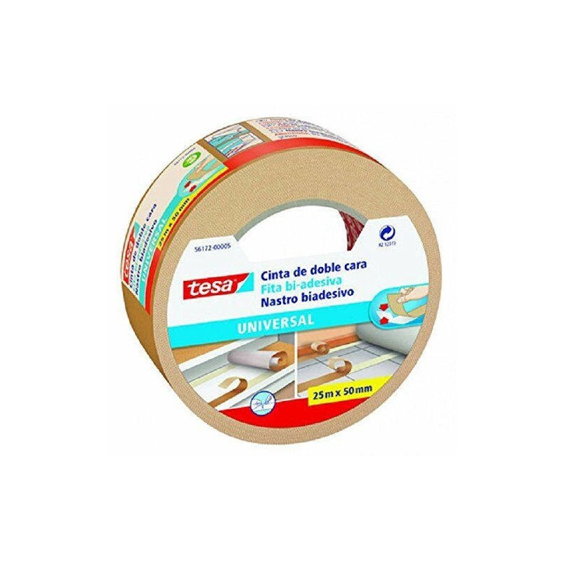 CINTA ADHESIVA UNIVERSAL DOBLE CARA ESPECIAL MOQUETAS 50MM.X25M. TESA 56172-00005-12