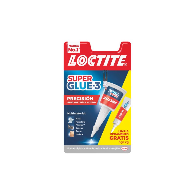 ADHESIVO INSTANTANEO SUPER GLUE-3 5GR + 2 GR.LIMPIA PEGAMENTO PRECISIÓN LOCTITE 2712223