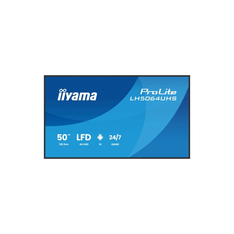 iiyama LH7564UHS-B1AG pantalla de señalización Pantalla plana para señalización digital 190,5 cm (75") Wifi 500 cd / m² 4K Ultra