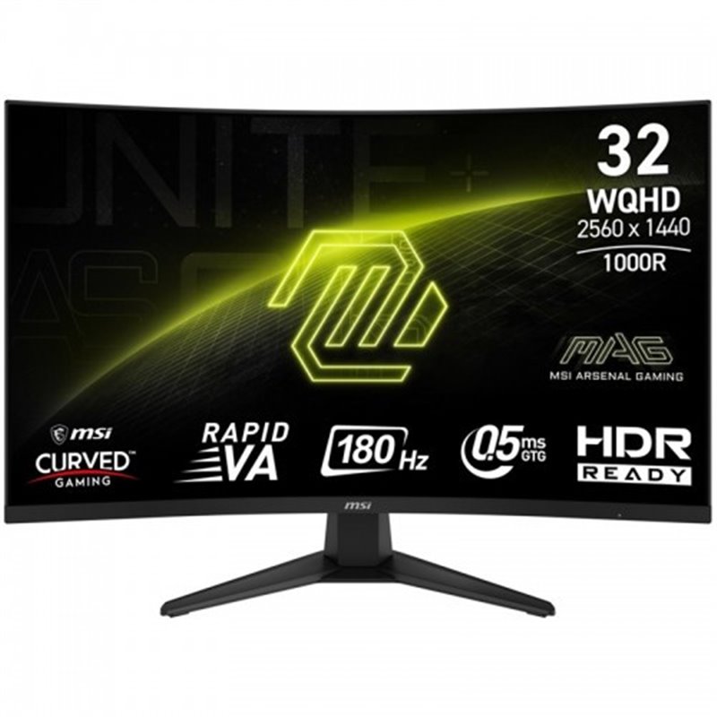 MSI MONITOR MAG 325CQF. 31.5" RAPID VA CURVO 1000R. 2560X1440 . 180HZ. NEGRO