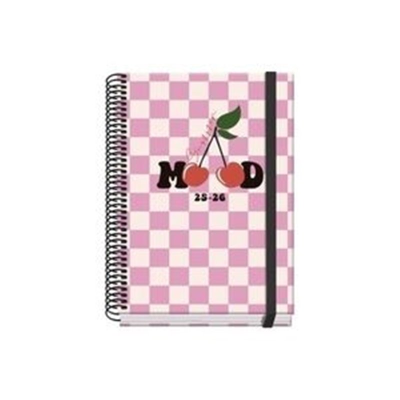 AGENDA ESCOLAR 2025-2026 TAMAÑO A5 TAPA CARTON FORRADO SEMANA VISTA PRIME CHERRY DOHE 52036